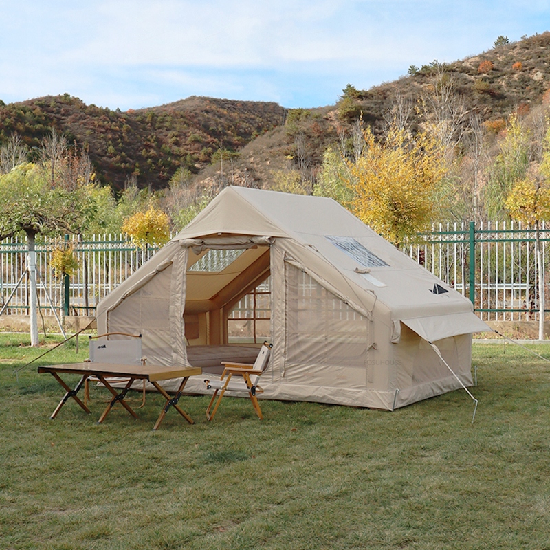 Duży namiot kempingowy pompowany 4 osobowy dmuchany pompka 6.4m2 320x200cm - zdjęcie 12