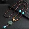Naszyjnik drewniany nepal buddyjski mala amulet koraliki ręcznie wykonany - miniatura 2