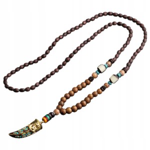 Naszyjnik drewniany nepal buddyjski mala amulet koraliki handmade tybet