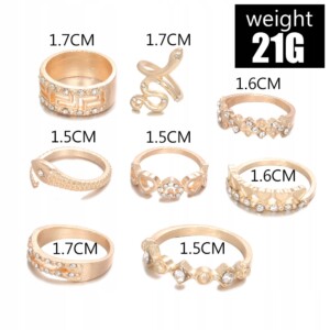 Złoty zestaw pierścionków retro punk boho 06 - miniatura 3