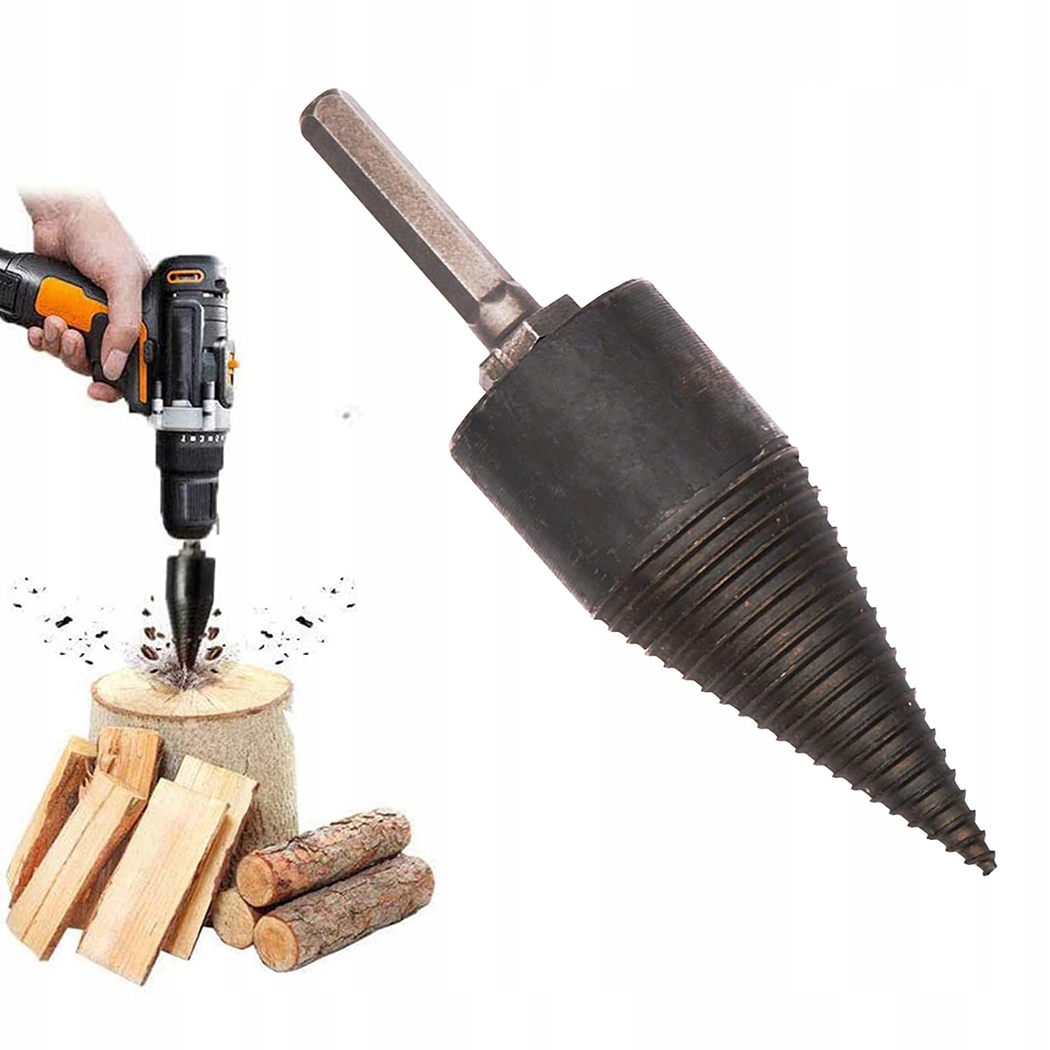 Świder łuparka do drewna stożek 42mm wiertło xl - obrazek 8