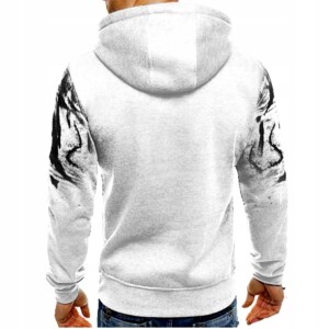 Komplet dresowy męski spodnie bluza sportowy z kapturem biało-czarna xxxl - miniatura 3