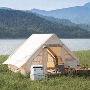 Duży namiot kempingowy pompowany 4 osobowy dmuchany pompka 6.3m2 300x210cm - miniatura 7