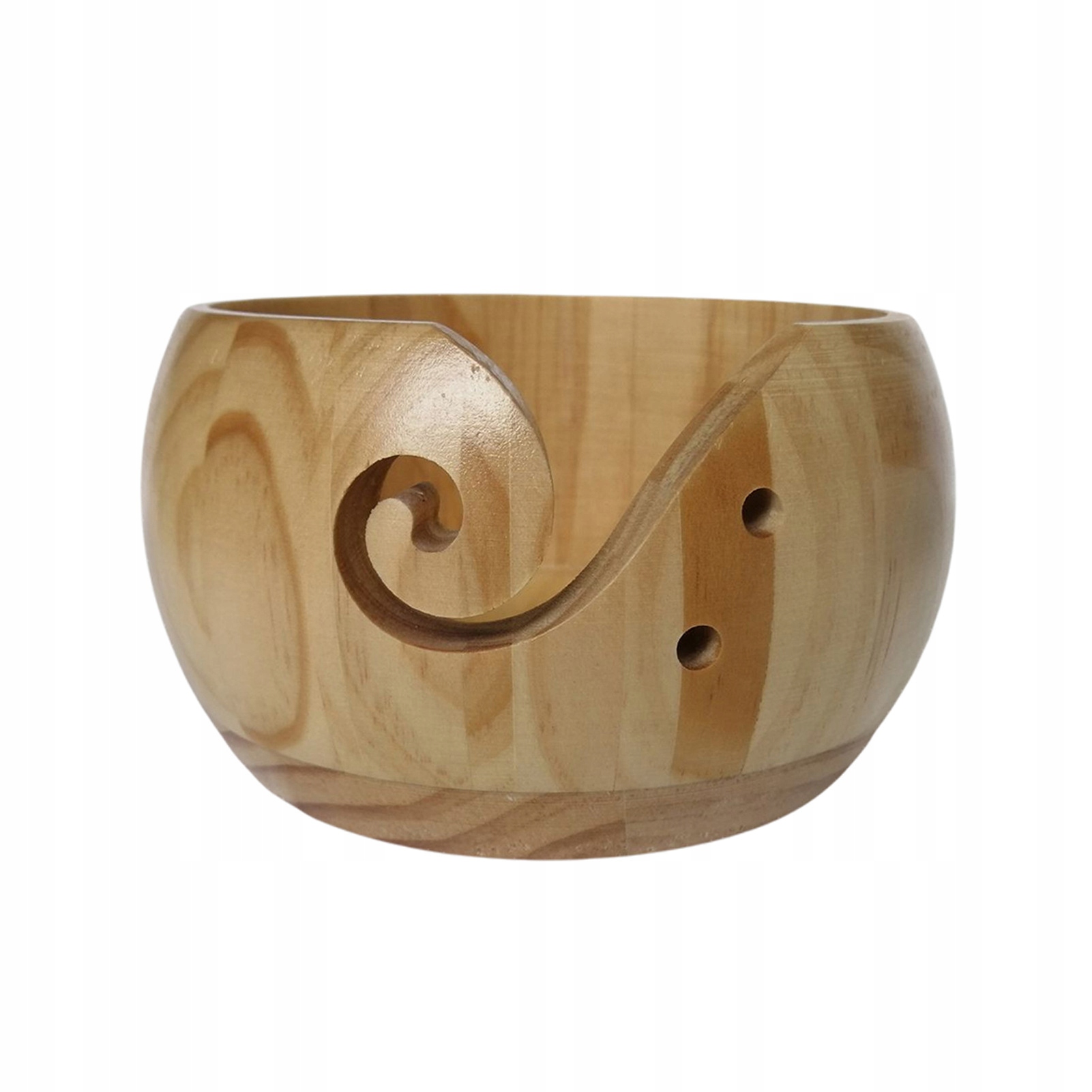 Drewniana miska na włóczkę wełny do szydełkowania ozdobna jasna 15x8 cm
