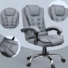 Fotel biurowy ergonomiczny obrotowy ekoskóra szary krzesło do gabinetu - miniatura 4