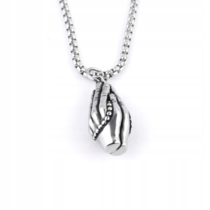 Naszyjnik srebrny modlitwa różaniec wiara ręce 307 - miniatura 4