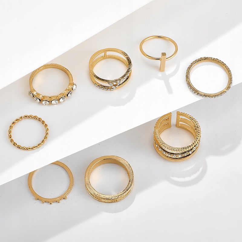 Złoty zestaw pierścionków retro punk boho 07 - obrazek 3