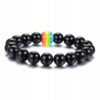 Bransoletka opaska tęczowa tęcza lgbt z kamienia naturalnego czarna unisex - miniatura 8