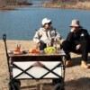 Wózek terenowy plażowy turystyczny zakupy transportowy 120kg ze stołem 70cm - miniatura 12