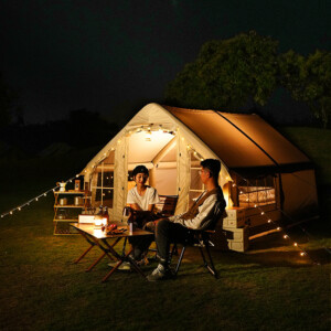 Duży namiot kempingowy pompowany 4 osobowy dmuchany pompka 6.4m2 320x200cm - miniatura 3