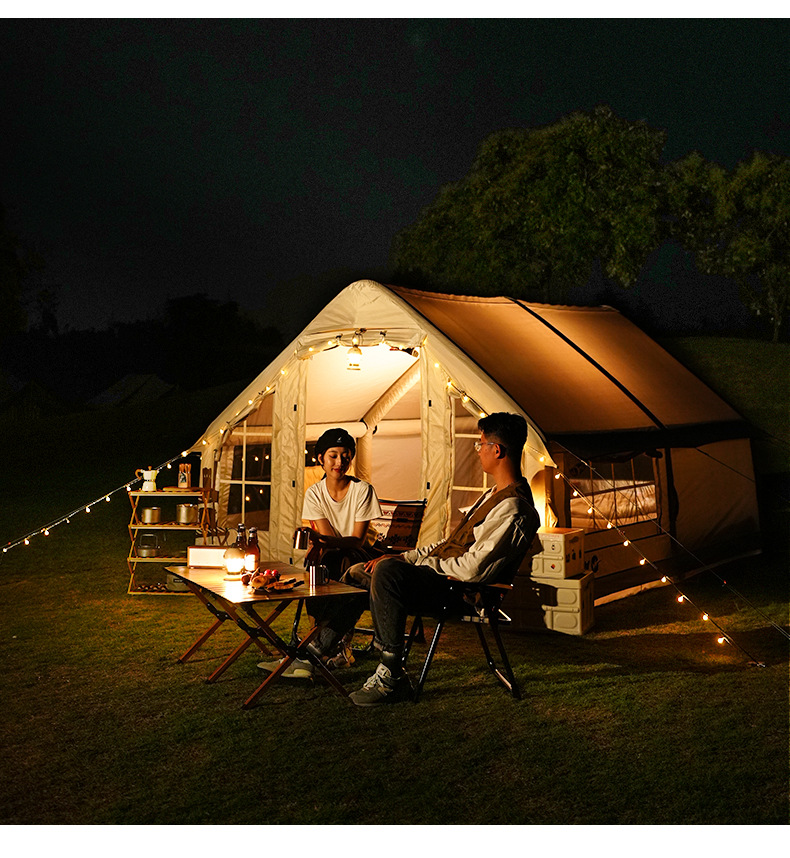 Duży namiot kempingowy pompowany 4 osobowy dmuchany pompka 6.4m2 320x200cm - zdjęcie 3