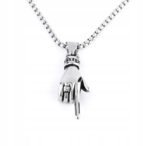 Naszyjnik srebrny stal łańcuszek dłoń palec 374 - miniatura 1