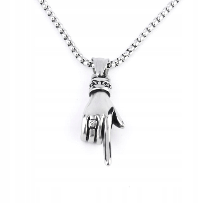Naszyjnik srebrny stal łańcuszek dłoń palec 374