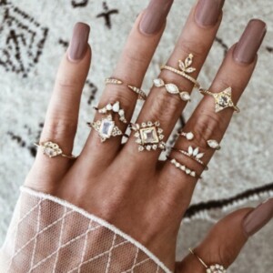 Złoty zestaw pierścionków retro punk boho 10 - miniatura 6