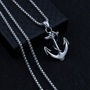 Naszyjnik srebrny stal łańcuszek kotwica 315 - miniatura 8