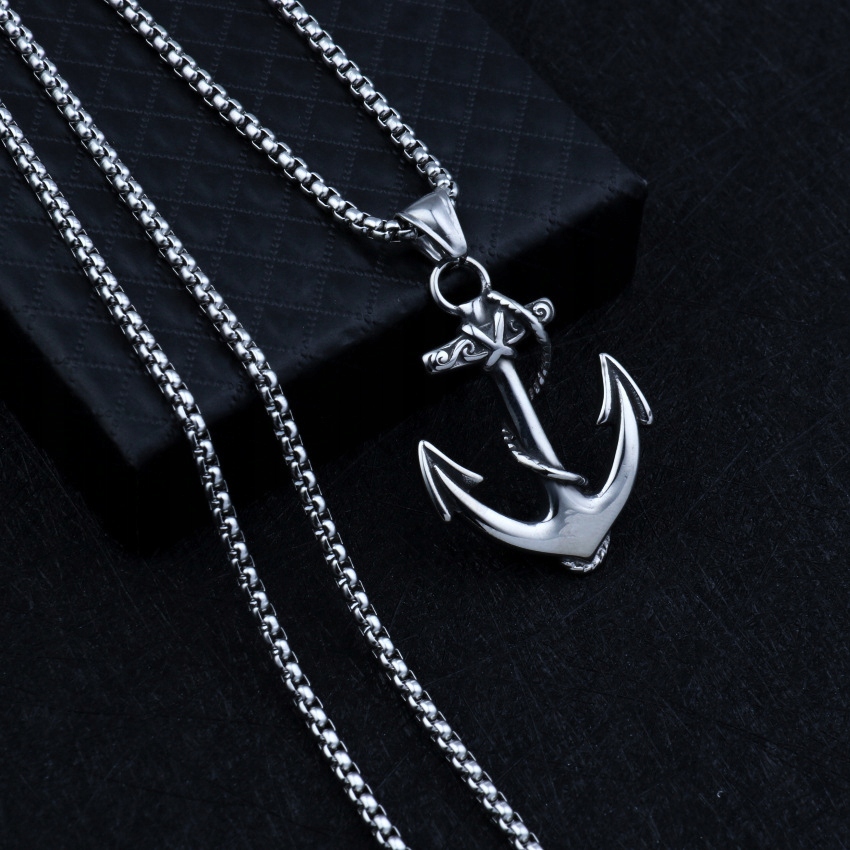 Naszyjnik srebrny stal łańcuszek kotwica 315 - obrazek 8