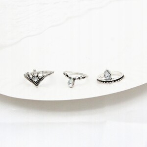 Srebrny zestaw pierścionków retro punk boho 15 - miniatura 5