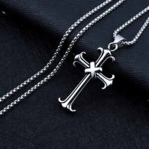 Naszyjnik srebrny stal łańcuszek krzyżyk x 319 - miniatura 8