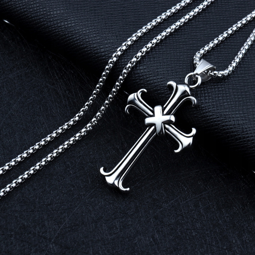 Naszyjnik srebrny stal łańcuszek krzyżyk x 319 - zdjęcie 8