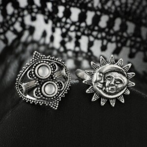 Srebrny zestaw pierścionków retro punk boho 75 - miniatura 3