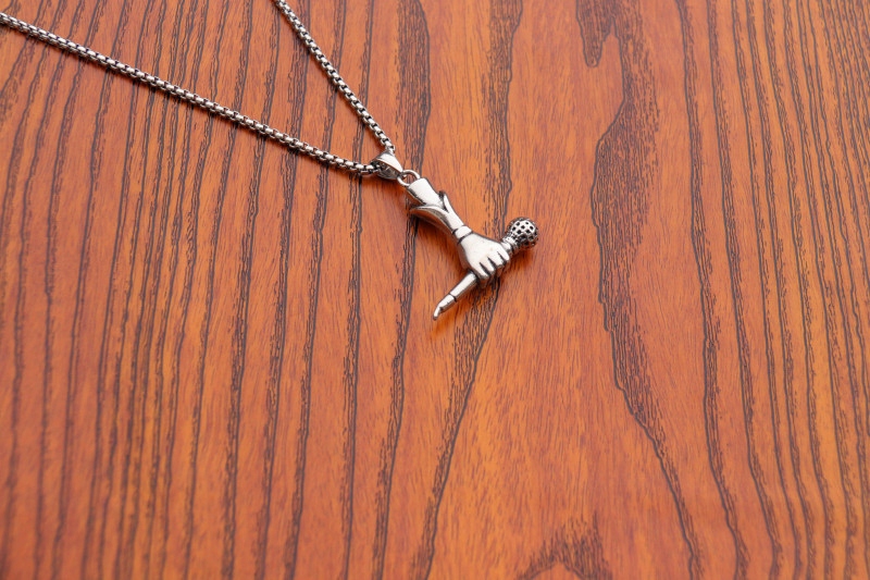 Naszyjnik srebrny mikrofon raper piosenkarka 341 - obrazek 12