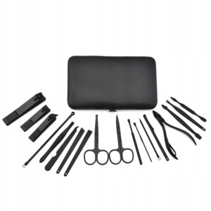 Zestaw do manicure pedicure twarzy podróżny 18 szt xxl czarny cążki etui - miniatura 2