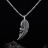 Naszyjnik srebrny stal pióro czaszka księżyc 383 - miniatura 6