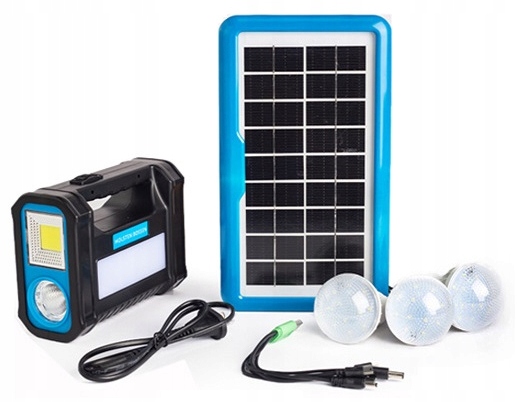 Ładowarka solarna powerbank panel solar kempingowy zestaw żarówki xl