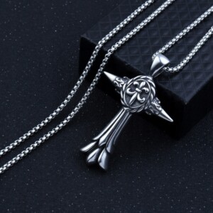 Naszyjnik srebrny łańcuszek krzyż hufiec 317 - miniatura 5