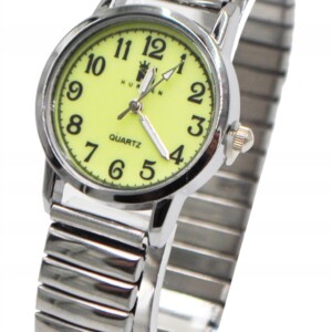 Zegarek na gumce świecący w ciemności dla seniora wygodny srebrny prezent