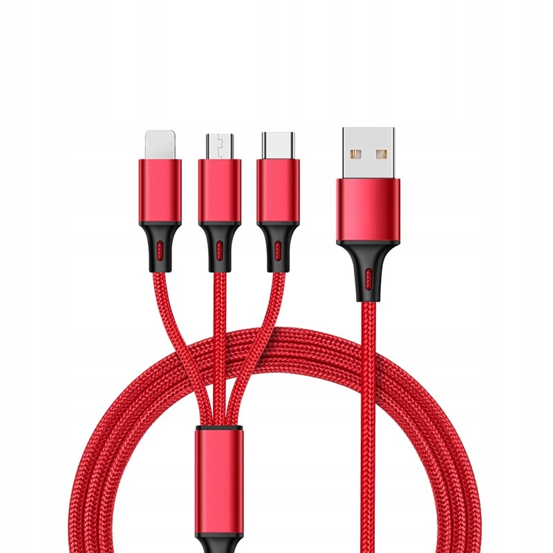 Kabel ładowarka 3w1 micro typ-c do iphone usb-c 5a