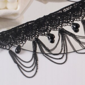 Choker koronkowy haft czarny naszyjnik gothic ch04 - miniatura 5