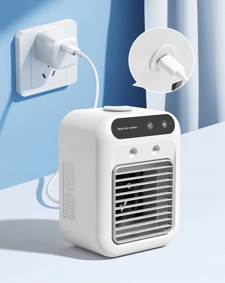 Mini klimatyzer wentylator nawilżacz 500ml powietrza 3w1 chłodzenie cichy - zdjęcie 9