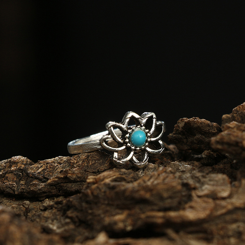 Srebrny zestaw pierścionków retro punk boho 08 - zdjęcie 4