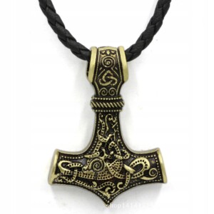 Naszyjnik męski młot thora mjolnir złoty 125