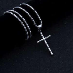Naszyjnik srebrny łańcuch stal krzyżyk 364 - miniatura 2