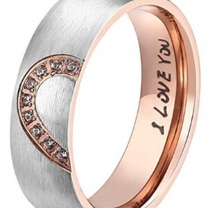 Serce obrączka pierścionek ślubna stal 316l r.22 - miniatura 1