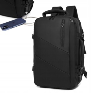 Plecak męski miejski elegancki czarny duży szkolny biurowy usb laptopa 32l - miniatura 1