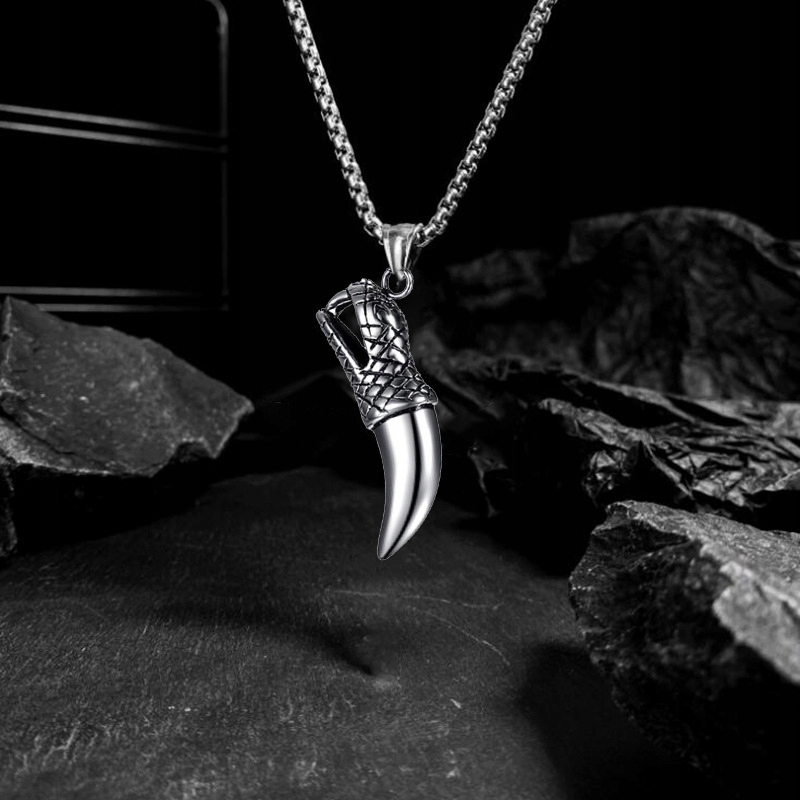 Naszyjnik srebrny łańcuszek pazur drapieżnik 345 - obrazek 3