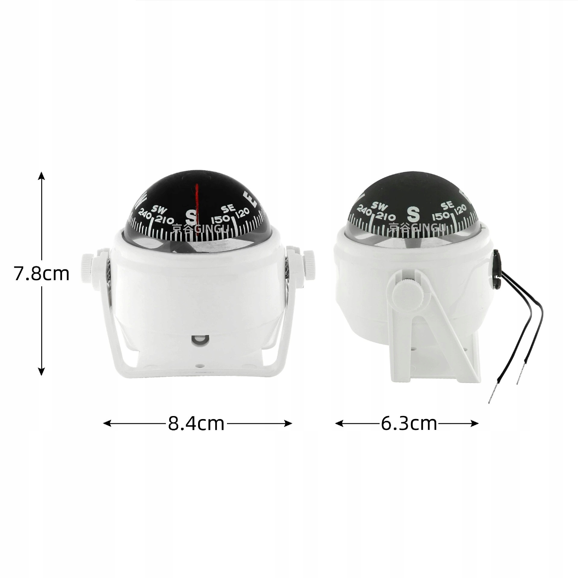 Busola kompas nawigacja żeglarski obrotowy lampka led do jachtu łodzi biały - obrazek 2