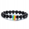 Bransoletka opaska tęczowa tęcza lgbt z kamienia naturalnego czarna unisex - miniatura 5