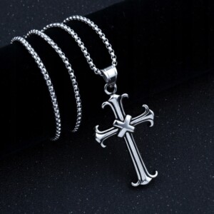 Naszyjnik srebrny stal łańcuszek krzyżyk x 319 - miniatura 12