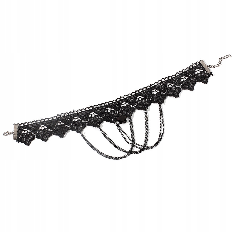 Choker koronkowy haft czarny naszyjnik gothic ch02 - zdjęcie 2