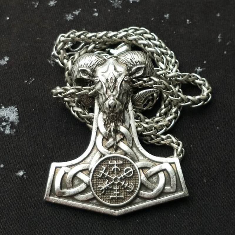 Naszyjnik młot thora valknut kompas baran 126 - zdjęcie 6