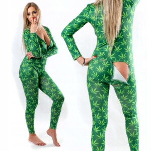 Piżama damska prezent na walentynki dla niej z klapką konopie liście s - miniatura 1