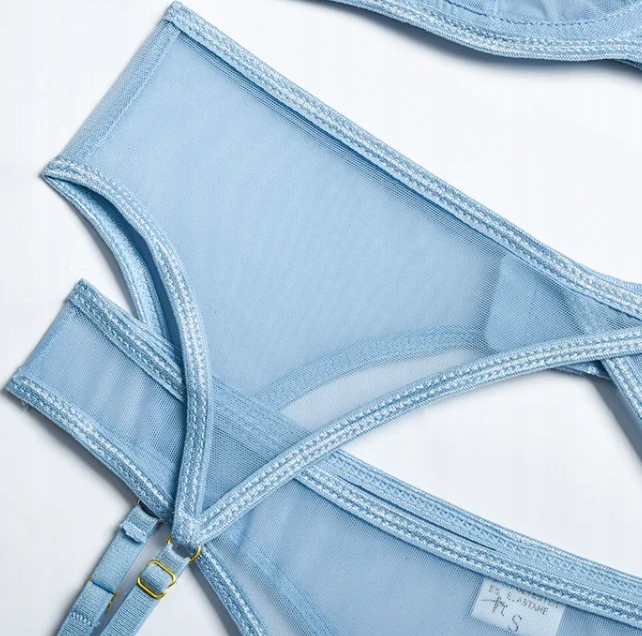 Komplet bielizny damskiej stanik choker pasy uda brzuch string czerwony m - zdjęcie 3