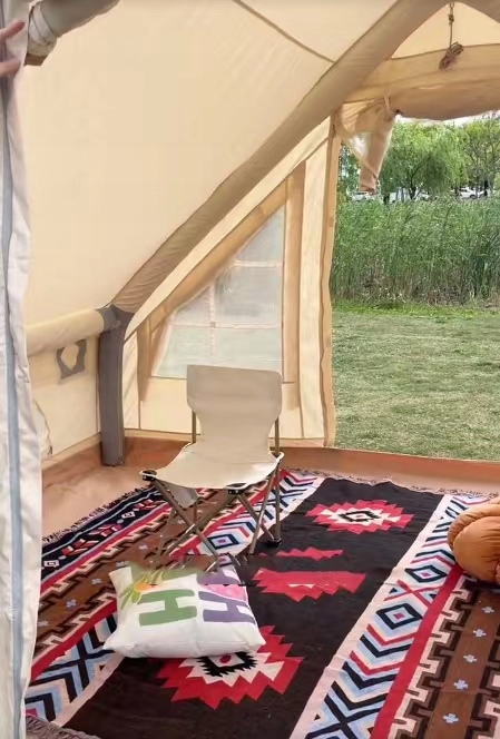 Duży namiot kempingowy pompowany 4 osobowy dmuchany pompka 6.4m2 320x200cm - zdjęcie 11