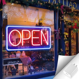 Szyld neon led napis open do sklepu kawiarni lokalu baru usb zawieszki - miniatura 4
