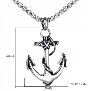 Naszyjnik srebrny stal kotwica marynaż rybak 367 - miniatura 2
