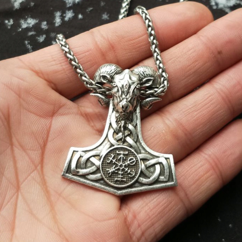 Naszyjnik młot thora valknut kompas baran 126 - zdjęcie 5